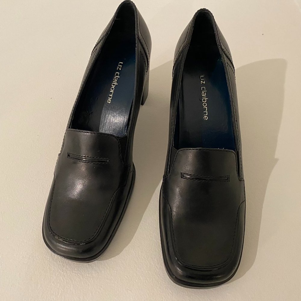 Liz Claiborne Black Milano Calf 3" Heel Shoe Size 8.5 - Picture 1 of 8